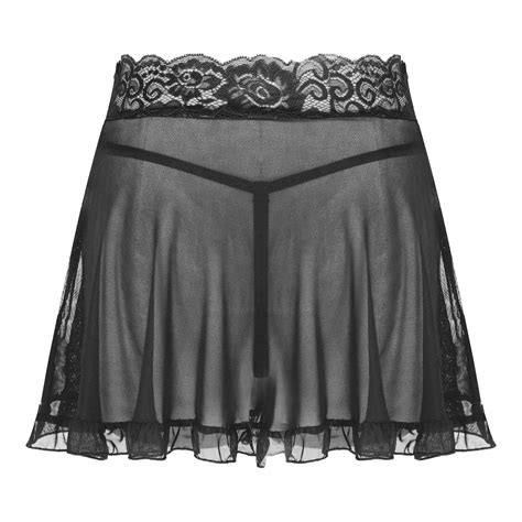 Us Womens See Through Sheer Mesh Ruffle Skirts Ultrashort Miniskirt