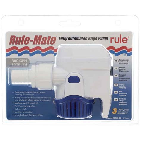 RULE INDUSTRIES 800 GPH Rule Mate Automatic Bilge Pump 12 Volt West