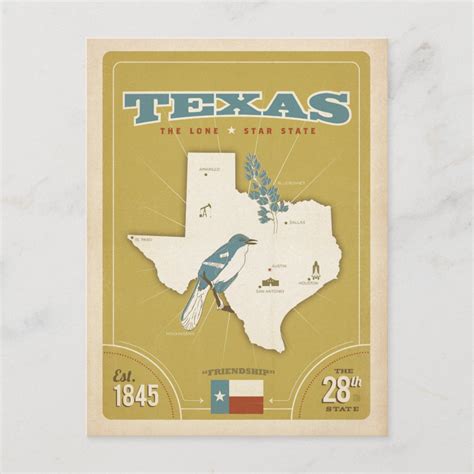 Texas State Map The Lone Star State Postcard Zazzle