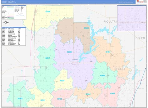 Shelby County, IL Wall Map Color Cast Style by MarketMAPS - MapSales.com