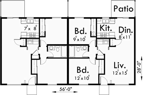 Ranch Style Duplex Design House Plan Single Level Floor Plan House