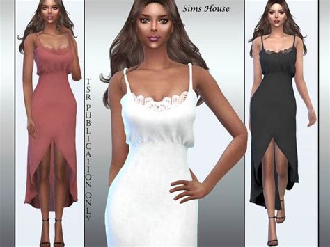 Sims Houses Sundress With Lace Neckline Sims 4 Clothing Sims 4 Mods
