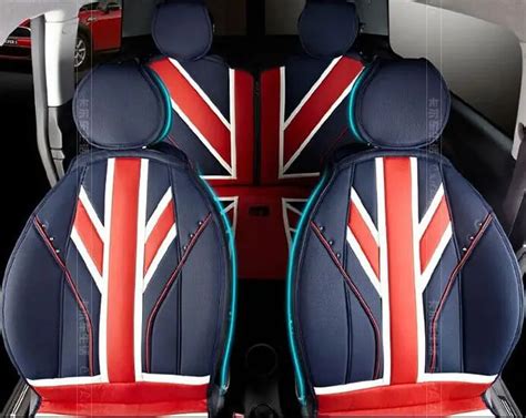 Red Union Jack Leather Four Seasons Leather Car Seat Covers For Mini