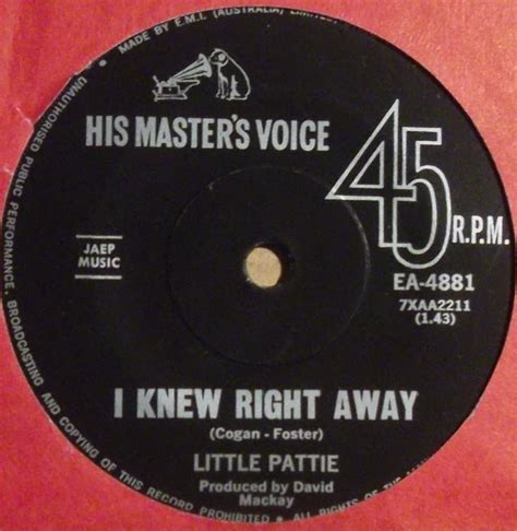 Little Pattie I Knew Right Away Releases Discogs