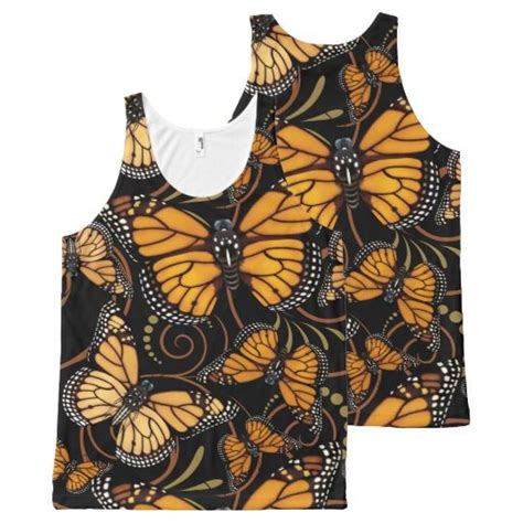 Monarch Butterfly Swirl All Over Print Tank Top Printed Tank Tops