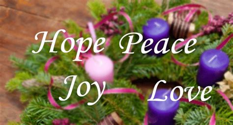 Advent Wreath And The Words Hope Peace Joy And Love