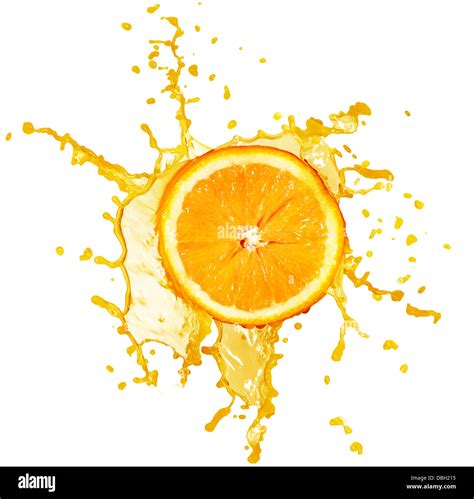 Orange Juice Splash Isolated On White Stock Photo Alamy