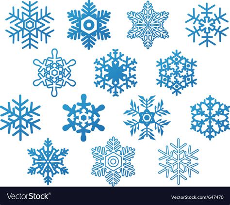 Set Of Blue Snowflakes Royalty Free Vector Image