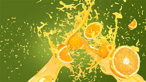 HD Wallpaper Squirt Splash Oranges Juice Food And Drink Colored