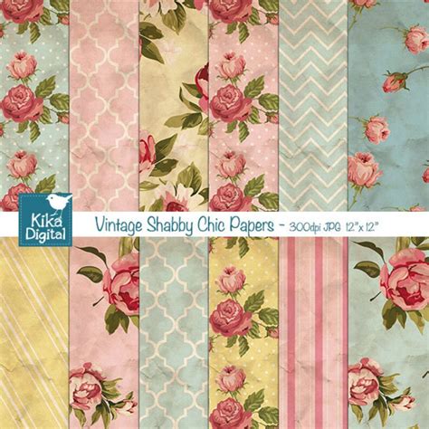 Vintage Shabby Chic Digital Papers Textured Scrapbooking Etsy