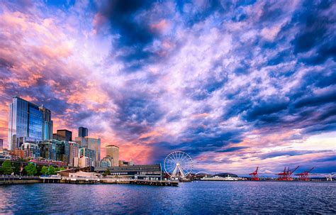   your best source of wallpapers! Sunset On The Seattle Waterfront Desktop Wallpaper Hd 2560x1600 : Wallpapers13.com
