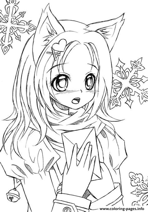 Cute Anime Catgirl Lineart By Liadebeaumont Coloring Page Printable