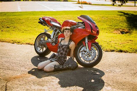 red ducati 999 cute brunette girl female tattoos motorcycle poster my hot posters