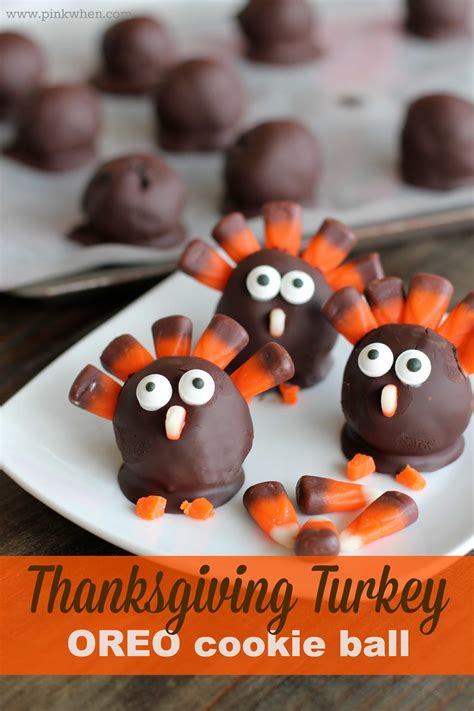 You can't have thanksgiving without tons upon tons of yummy treats! OREO Cookie Balls - Thanksgiving Turkey | PinkWhen