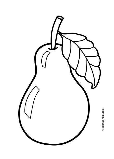 Pear Fruits Coloring Pages For Kids Printable Free Fruit Coloring