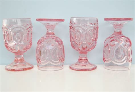 Vintage Pink Glass Goblets Spring Preppy Chic By Anthologyhouse