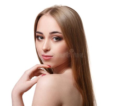 Beauty Model On White Background Fashion Shooting Stock Image Image Of Makeup Closeup 102408487