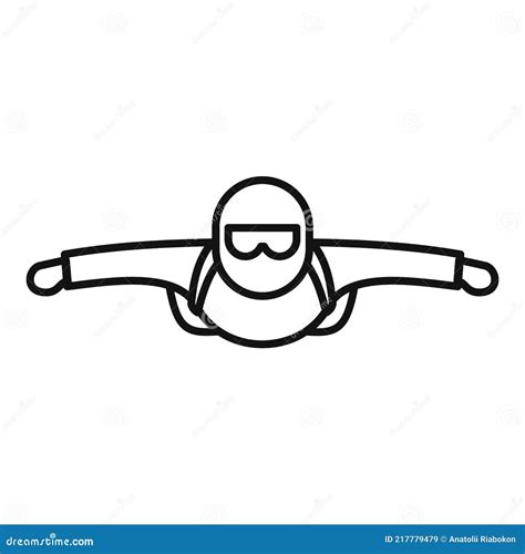 Mann Skydiving Symbol Umriss Stil Vektor Abbildung Illustration Von