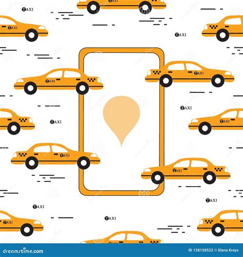 Taxi Pattern With Taxi Mobile App Stock Vector Illustration Of Phone