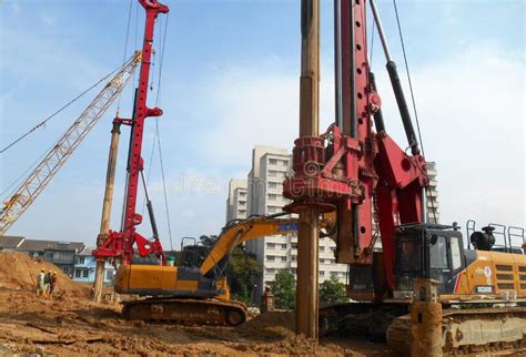 Bore Pile Rig Machine At The Construction Site The Machine Used To