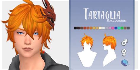 Tartaglia Hair Raccoonium On Patreon In 2021 Sims 4 Anime Sims 4