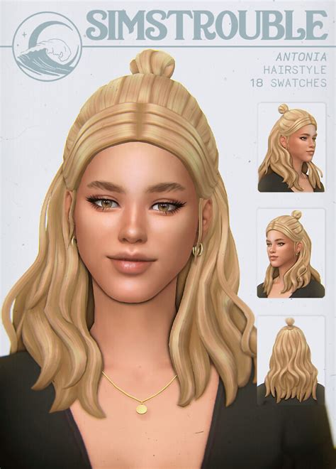 Antonia Half Updo Hair At Simstrouble The Sims 4 Catalog