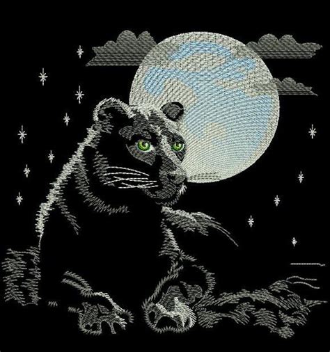 Panther In The Night Free Machine Embroidery Design Machine