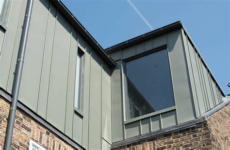 Vm Zinc Pigmento Green Roof Cladding And Rainwater Goods On This