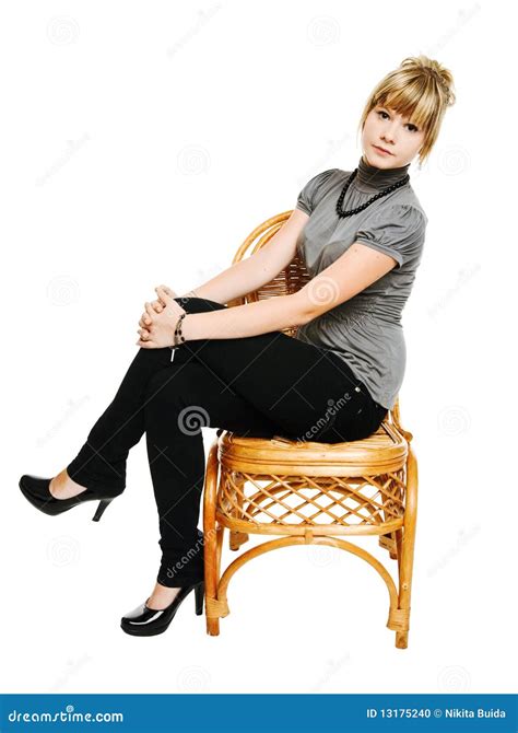 Young Woman Sitting On A Chair Stock Photo Image Of Woman Indoors