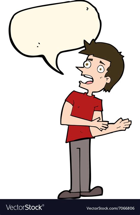 Cartoon Man Making Excuses With Speech Bubble Vector Image