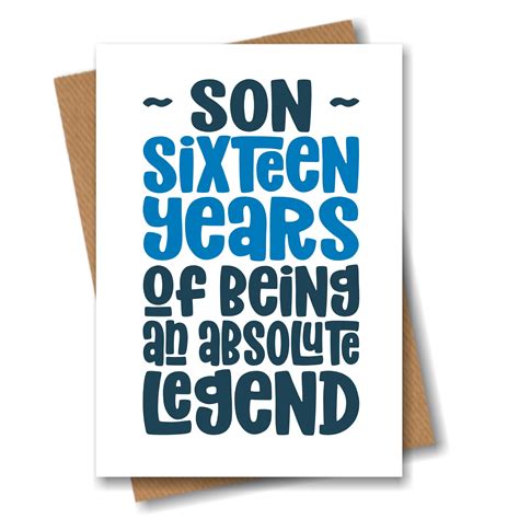 Son 16th Birthday Card For Son 16 Thirteen Years Absolute Etsy Uk