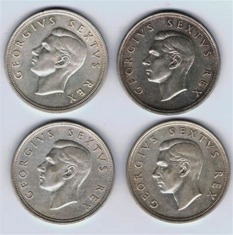 Five Shillings 5 X 1951 Five Shilling Silver Coins Was Sold For R101