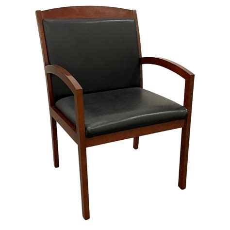 Kimball Black Vinyl Guest Chair W Mahogany Frame Office Furniture