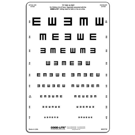 Tumbling E Linear Spaced Distance Vision Chart 10ft 3