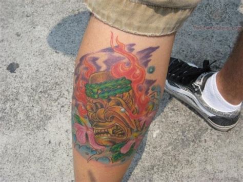 Back Leg Tiki Tattoo