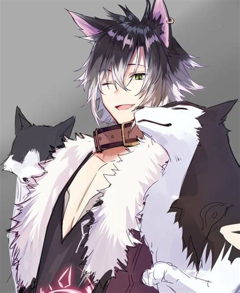 Pin By Grey Yoshiami On Male Wolf Art Pins Anime Cat Boy Wolf Boy