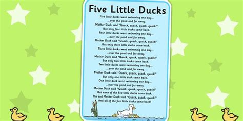 Five Little Ducks Nursery Rhyme Poster Rhymes Display Poems Five