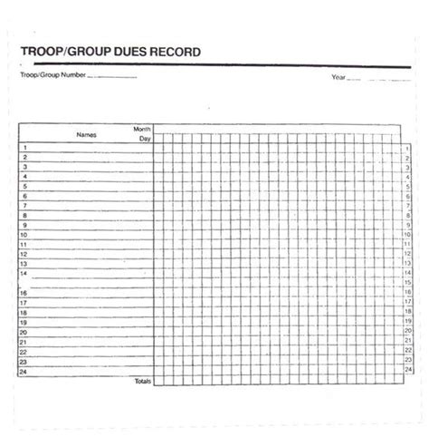 Girl Scout Attendance Sheet Chart Girls Records Insignia Records