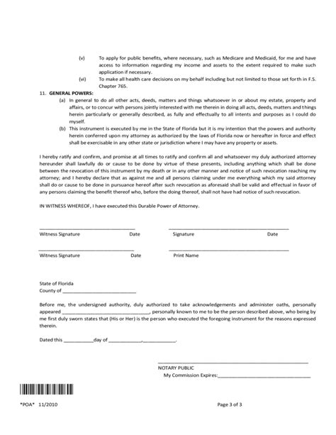 Durable Power Of Attorney Florida Printable Form Printable Forms Free