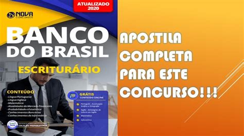 Sob organização da fundação cesgranrio o processo seletivo é destinado ao provimento de 95 vagas e formação de cadastro. Apostila Banco do Brasil PDF 2020 Escriturário - YouTube