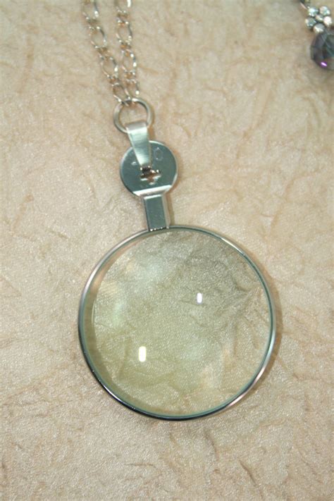 Magnifying Monocle Pendant with Blue Glass Beaded Necklace ...