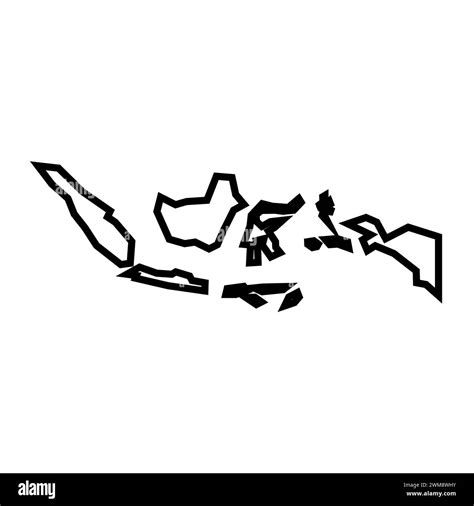 Indonesia Country Thick Black Outline Silhouette Simplified Map