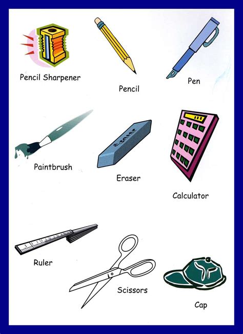 Classroom Items Education Pictionary For Kids