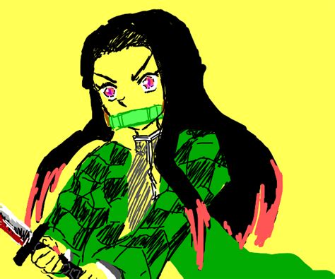 Nezuko Wearing Tanjiros Outfit Drawception