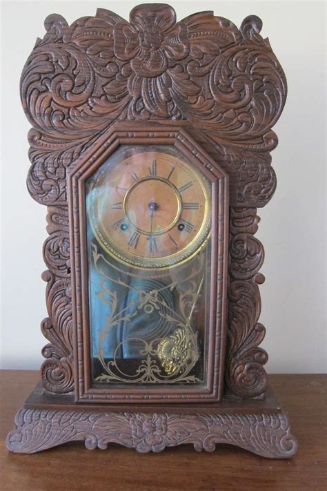 Antique Waterbury Clock Co Gingerbread Mantel Clock C 1920 Wpendulum