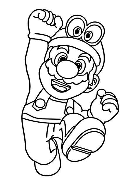 Mario From Super Mario Odyssey Coloring Page Free Printable Coloring