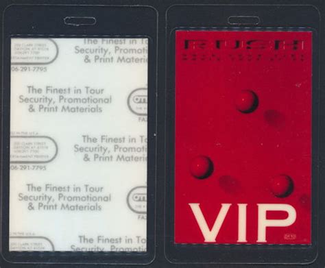 Rush Laminated Backstage Pass From The Hold Your Fire Tour