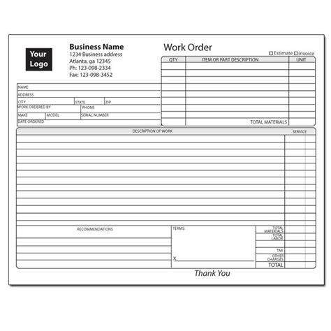 Work Order Form Custom Carbonless Printing Designsnprint Sexiz Pix