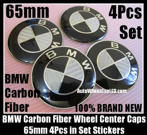 Bmw Carbon Fiber Black White Wheel Center Hubs Caps 65mm Roundel