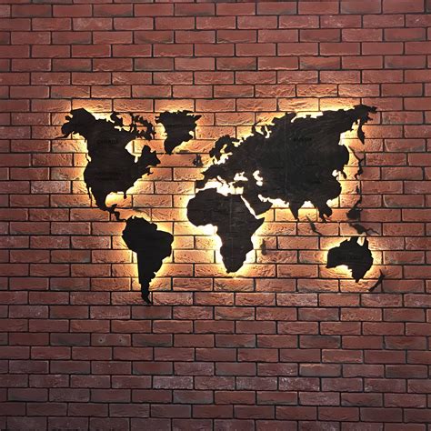 Wooden Map World Map Led Map Wall Map Wooden Map Led Wall Art